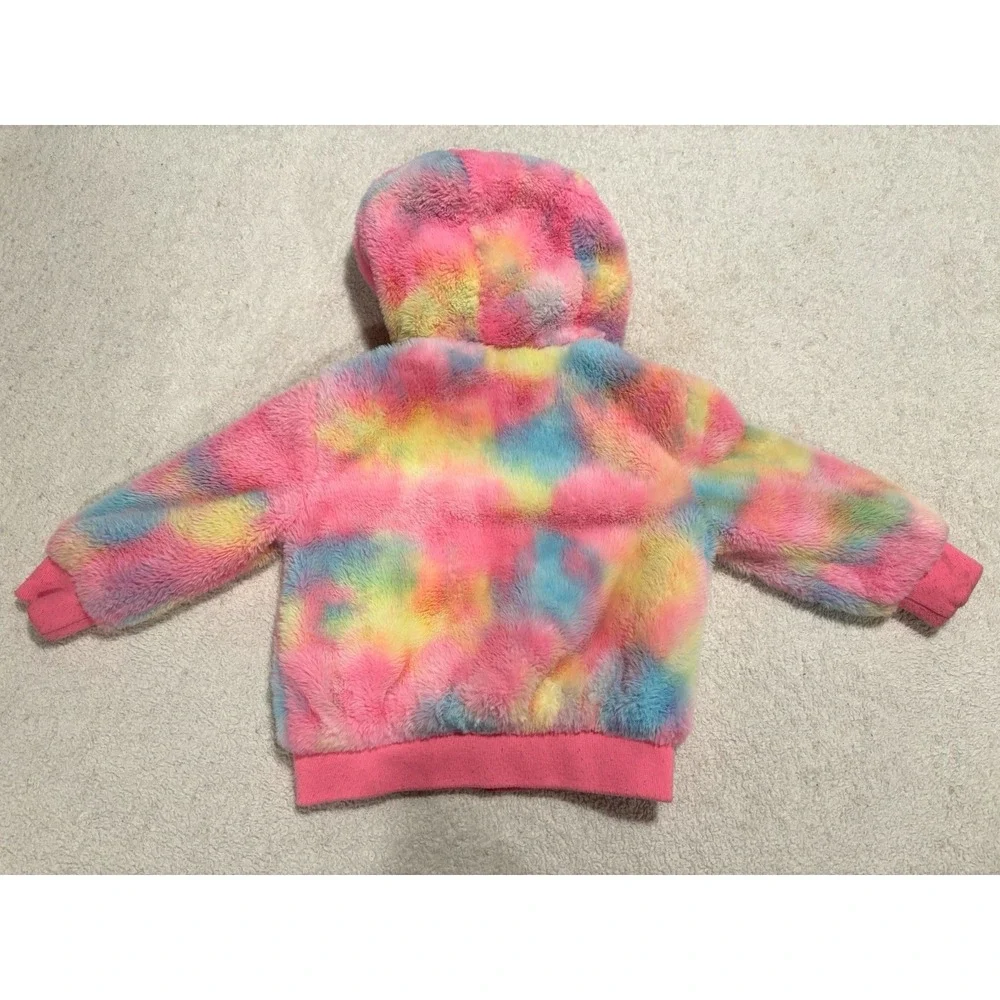 TUCKER + TATE Girl's Sz 3  Faux Fur‎ Tie Dye Jacket In Pink Chiffon Multi